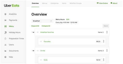 uber menu maker.